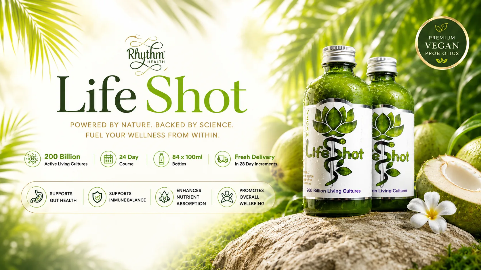 Rhythm Health Life Shot — vegan coconut kefir, 200 billion living cultures